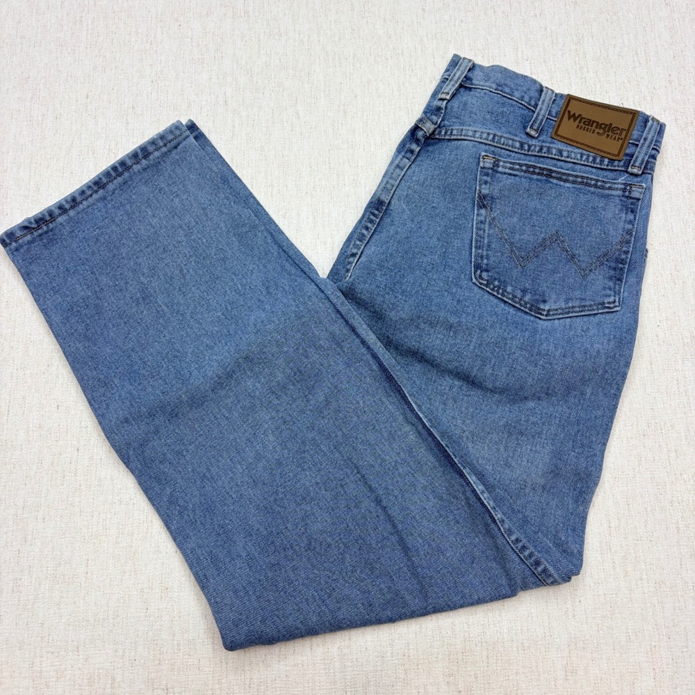 Wrangler Rugged Wear Relaxed Fit Jeans Mens 38x32 Blue Straight Leg Y2K Style